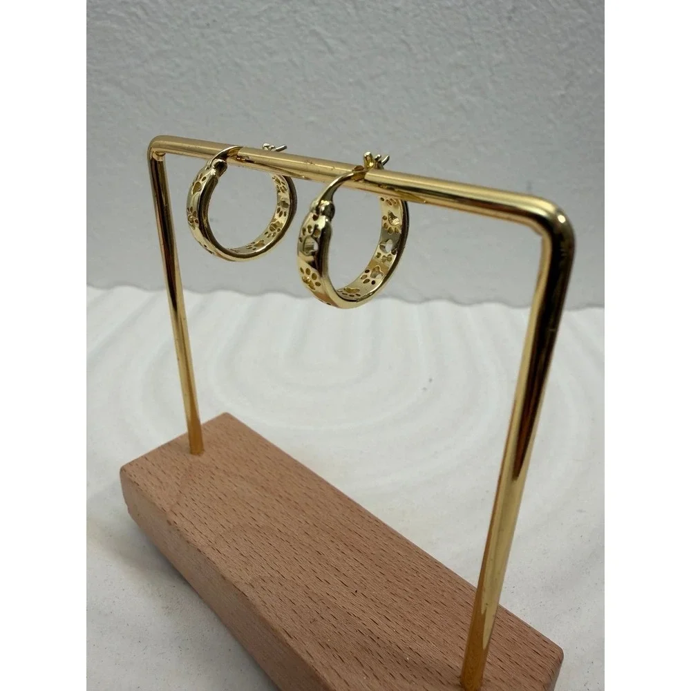 NWOT Gold Tone Paw‎ Print Hoop Earrings Cute Pet Lover Huggie Hoops